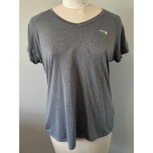The North Face Women’s Size XL T-Shirt Short Sleeve Gray V-Neck Rainbow Logo